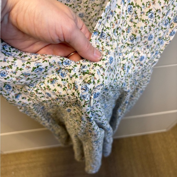 Forever 21 Blue Green A-line Mini Dress dainty floral Flutter Sleeves size Small - Picture 5 of 10